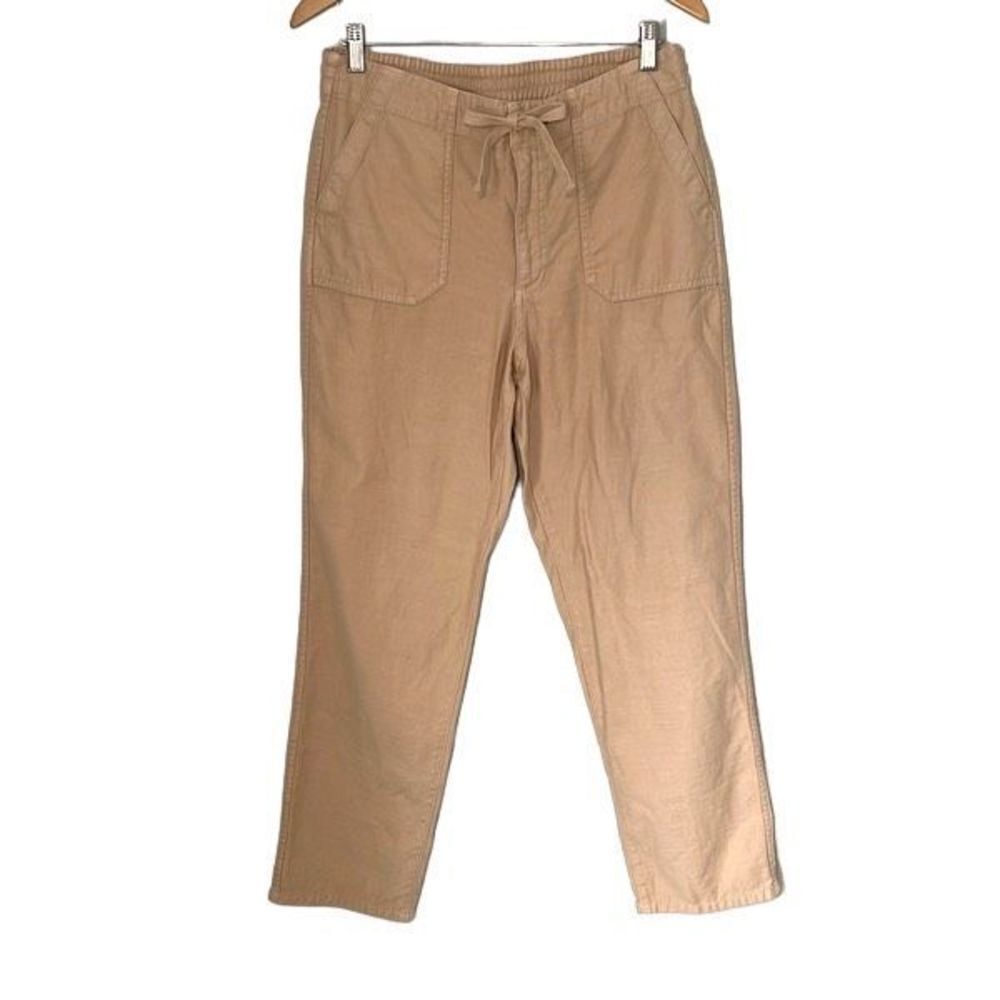 J.Crew Women’s Size Medium Tie-waist Camp Pant Beachwood Beige Pull On Ankle Tro